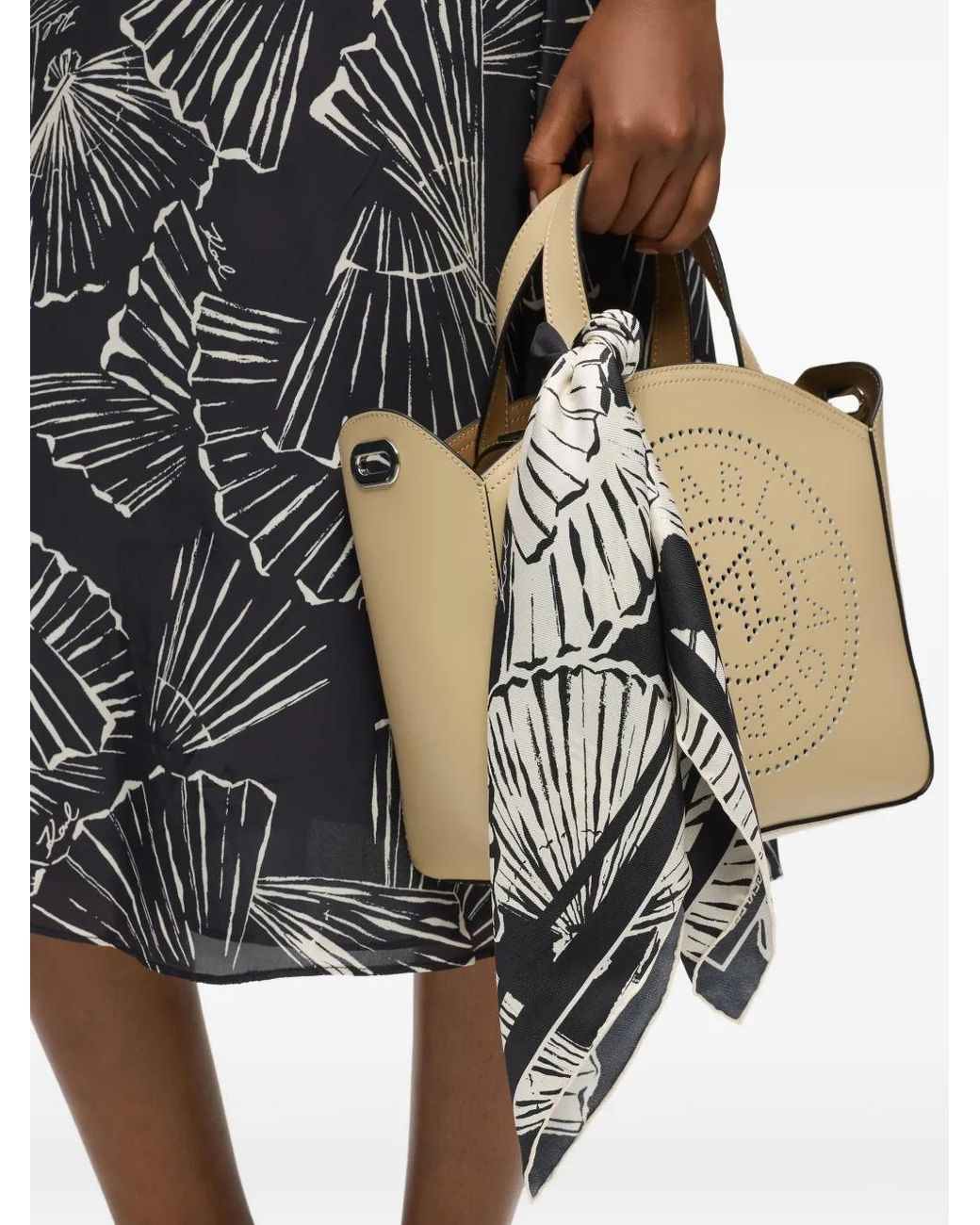 Karl Lagerfeld Black K/Signature Small Fan-Print Scarf