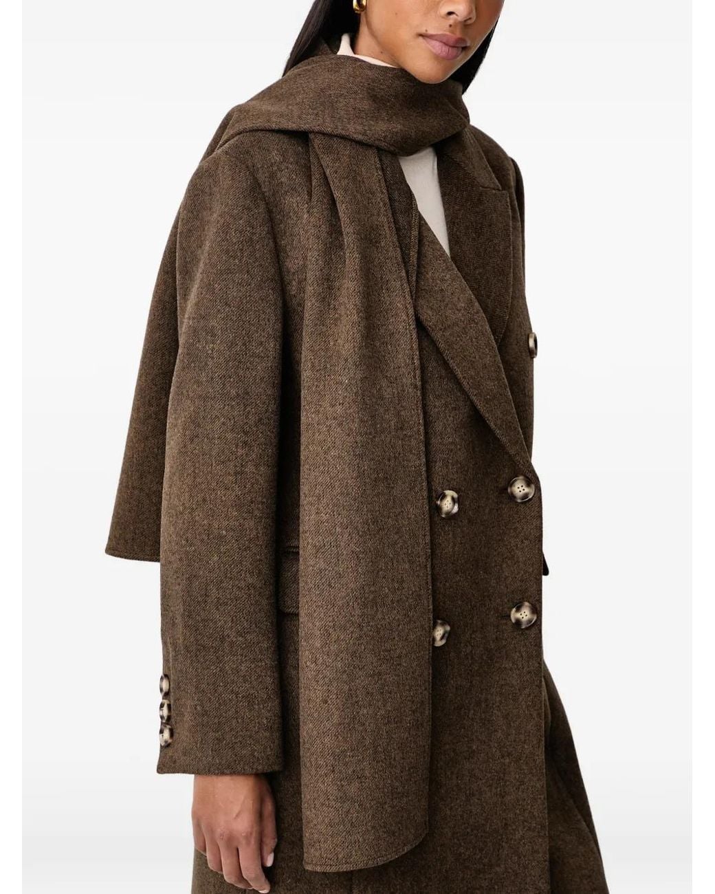 Twinset Brown Velour Wool Cloth Coat