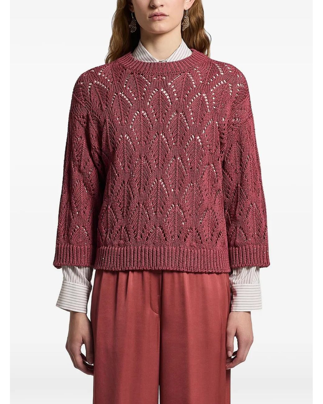 Peserico Red Sequinned Cordonet Sweater
