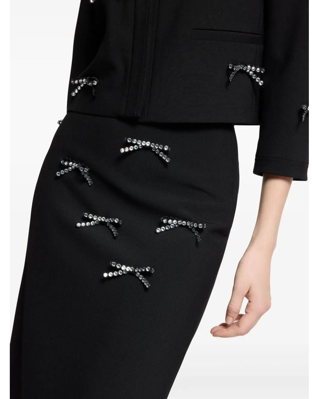 Elie Saab Black Bow-Detail Midi Skirt