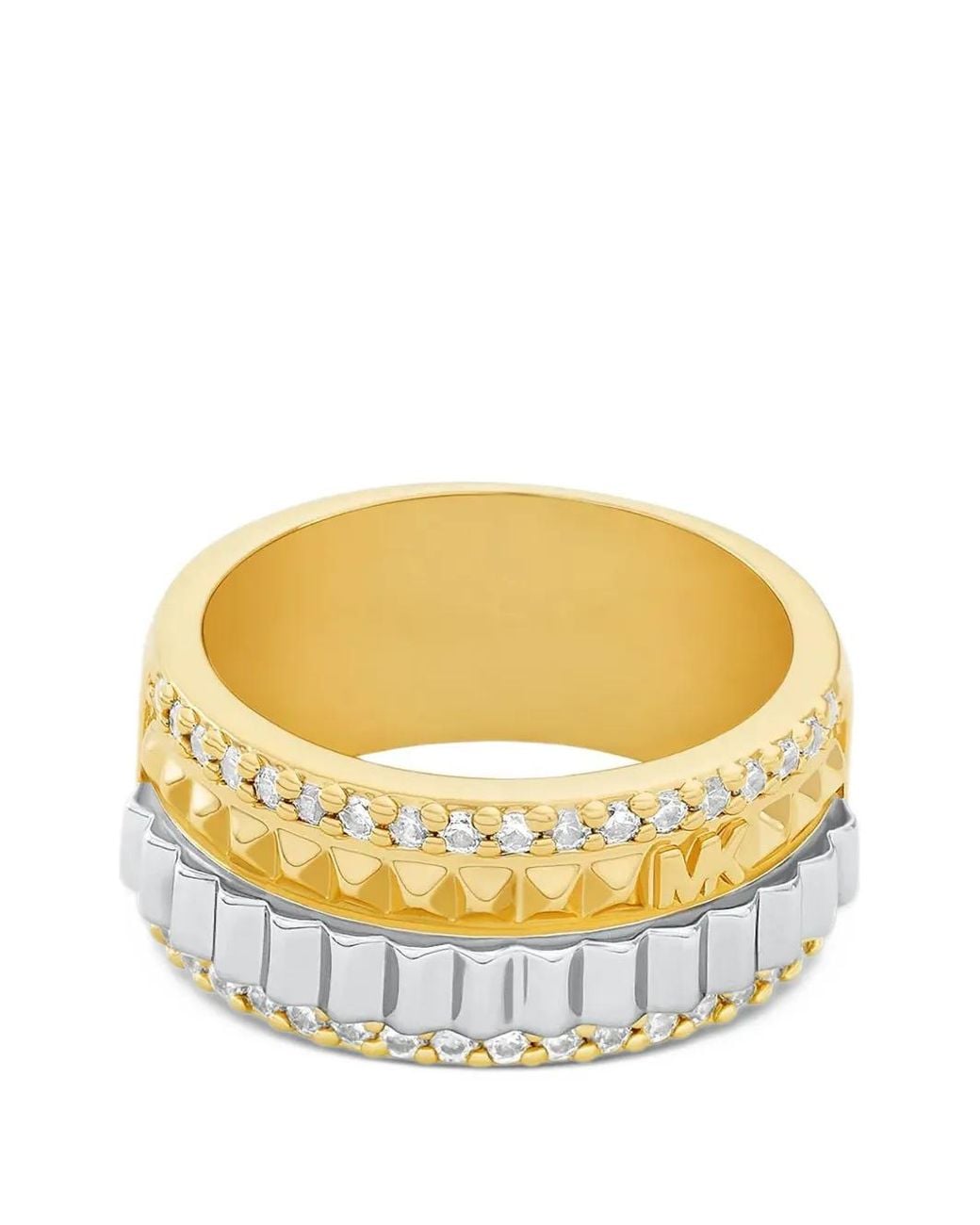 Michael Kors Metallic Pavé Two-Tone Fluted Ring