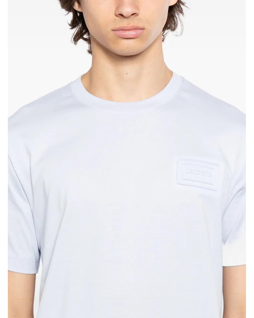 Lacoste White Logo-Embroidered T-Shirt