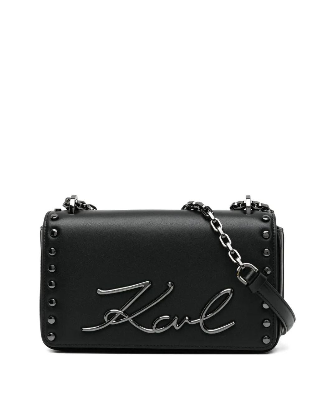 Karl Lagerfeld Black Signature Chain Cross Body Bag