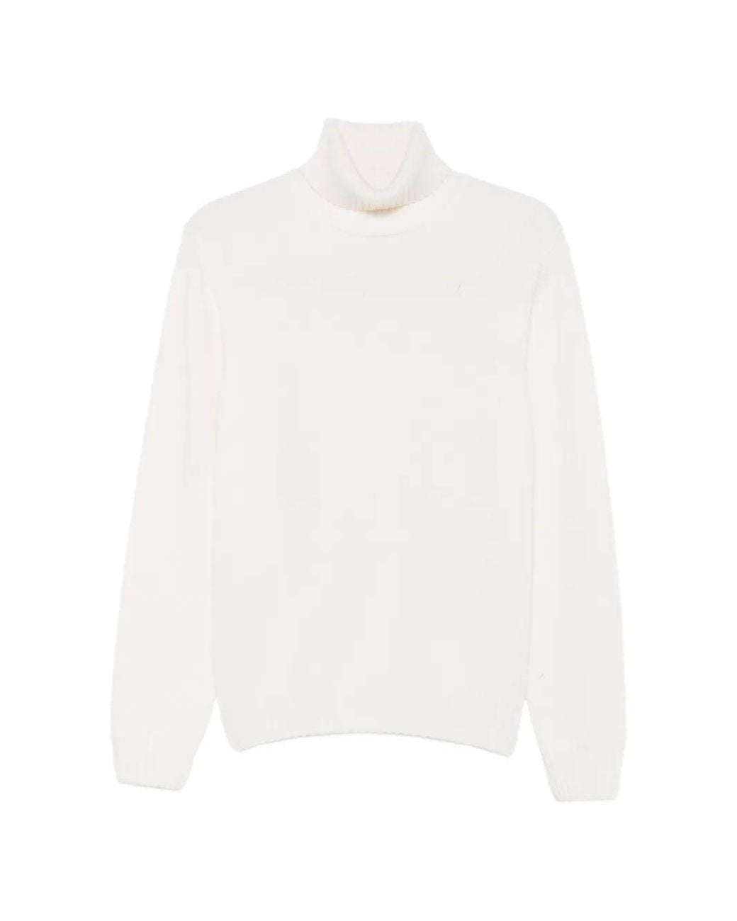 Heritage White Roll-Neck Ribbed-Trim Sweater for men