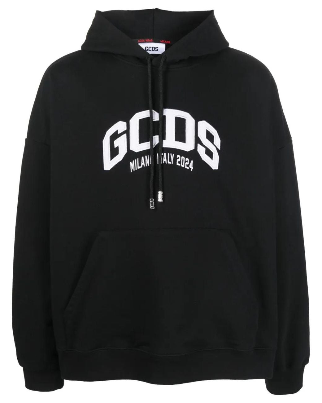 Gcds Black Lounge Logo Cotton Hoodie for men
