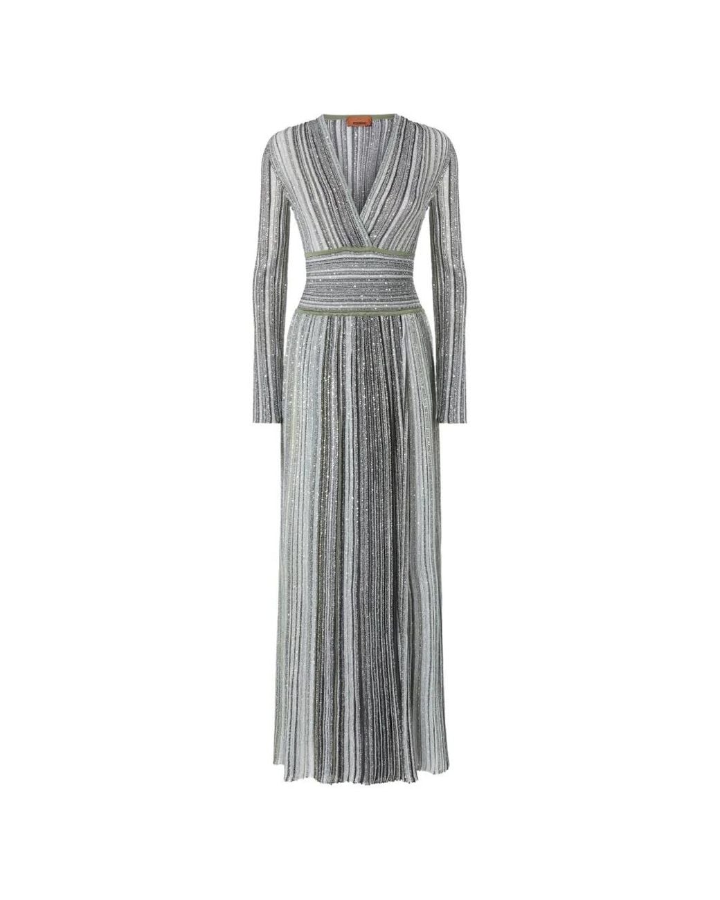 Missoni Gray Midi Dress With V-Neck