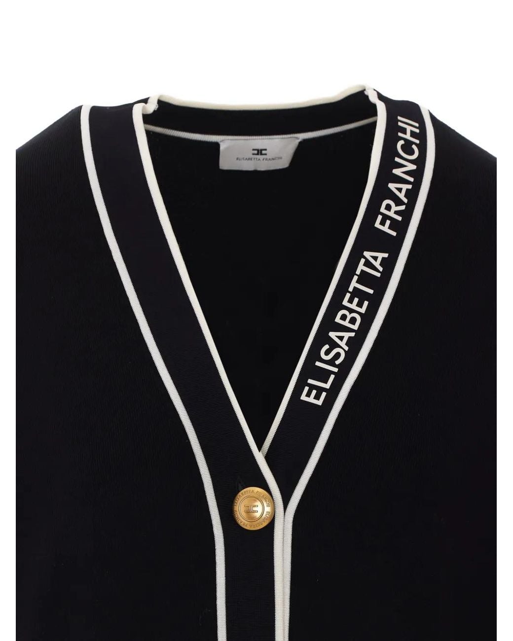 Elisabetta Franchi Blue Logo-Print Button-Up Cardigan