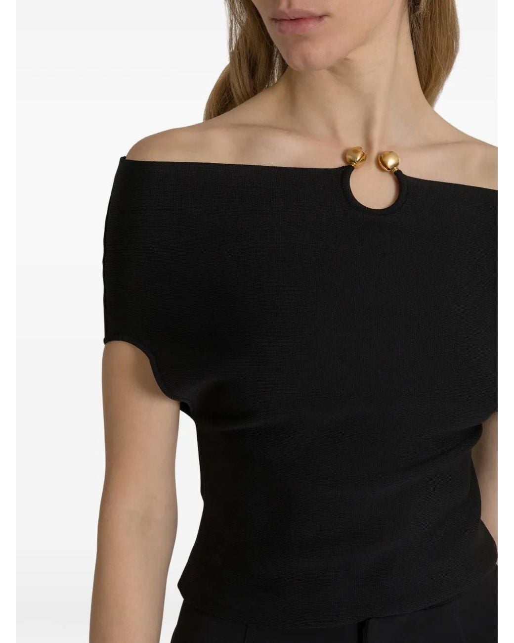 Alberta Ferretti Black Cut-Out Off-Shoulder Top