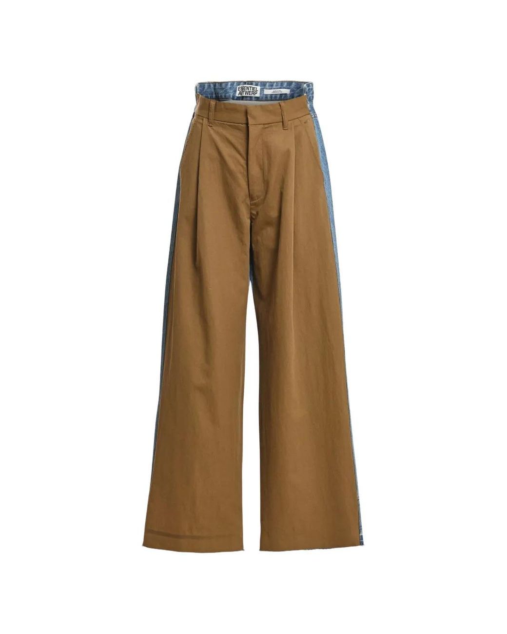 Essentiel Antwerp Natural Krisp Denim-Panel Wide-Leg Trousers