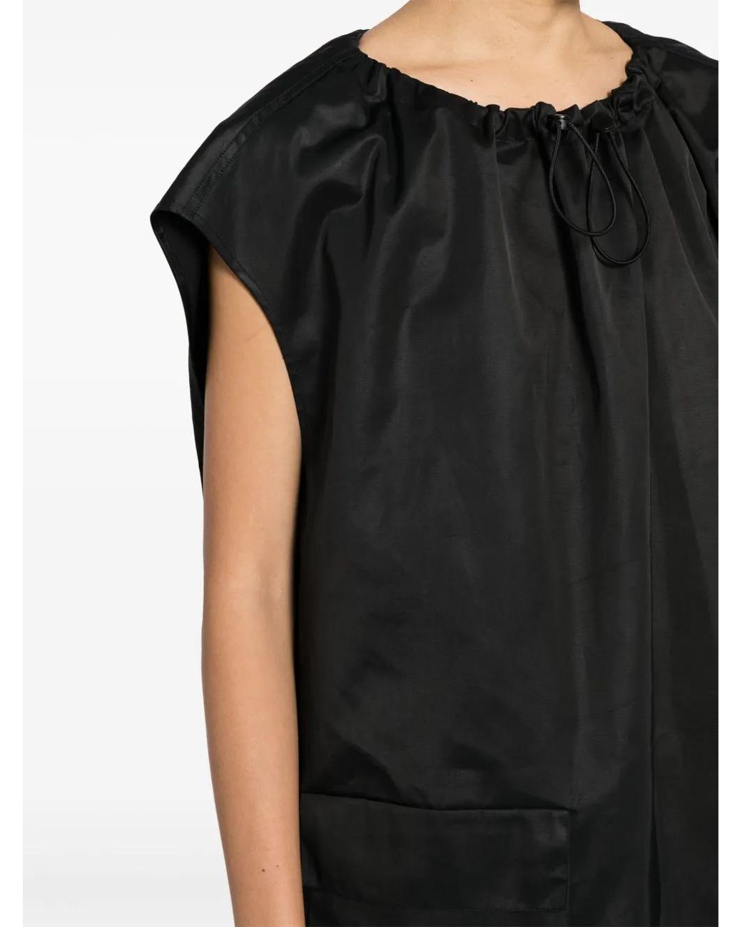 MM6 by Maison Margiela Black Drawstring-Neck Cargo Minidress