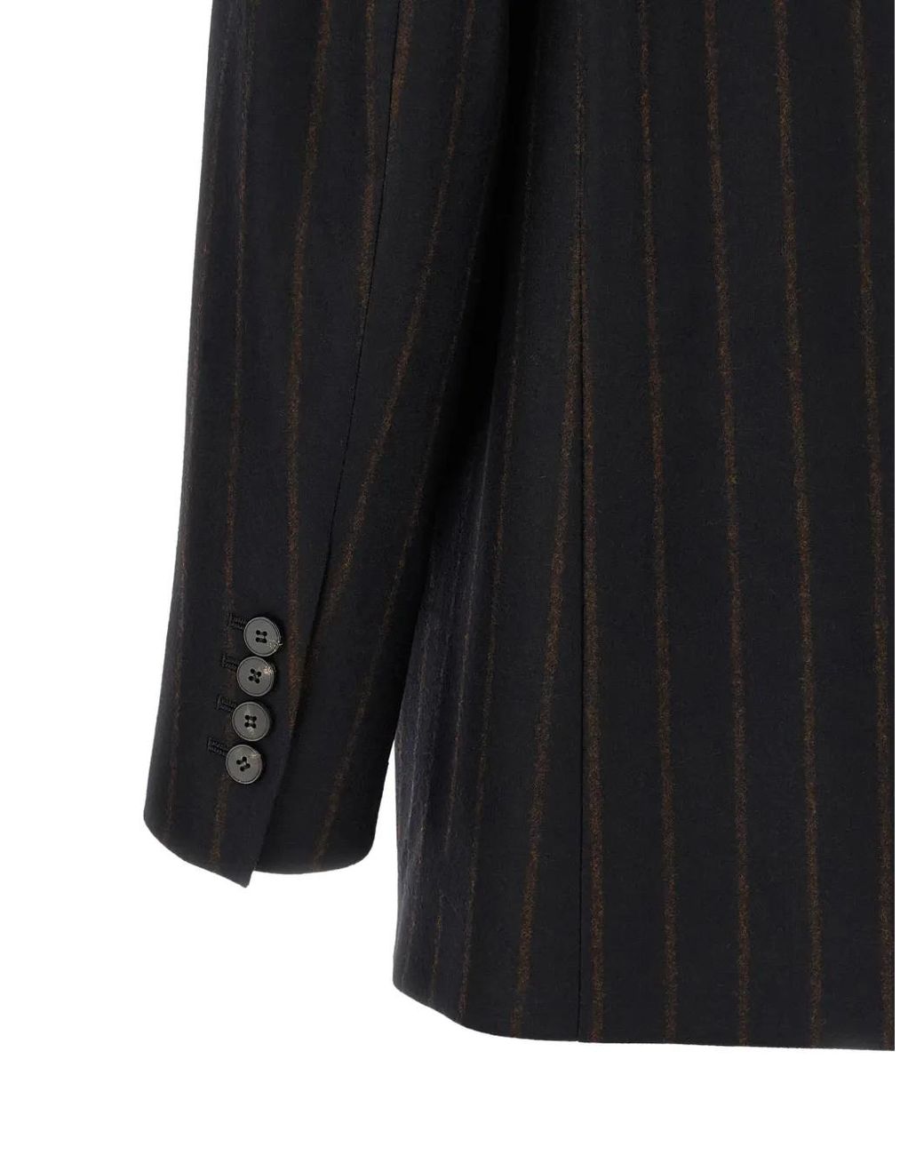 Alberto Biani Black Blazer Croisé À Fines Rayures