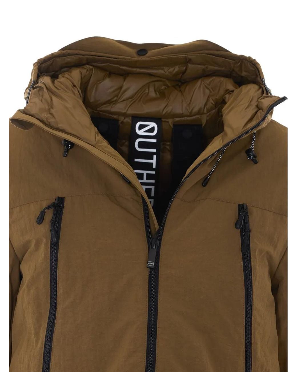 OUTHERE Brown Hooded Logo-Patch Jacket for men