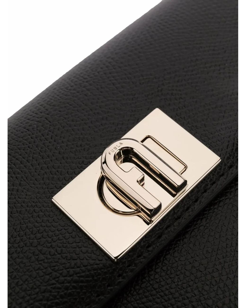 Furla Black Foldover Leather Satchel Bag