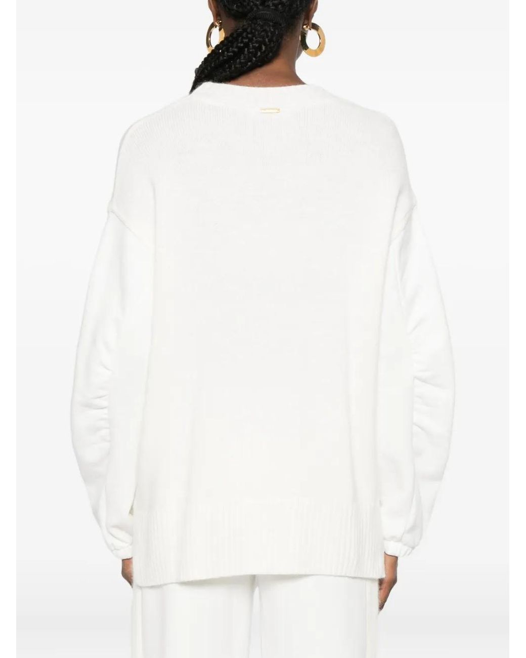 Twinset White Balloon-Sleeve Sweater