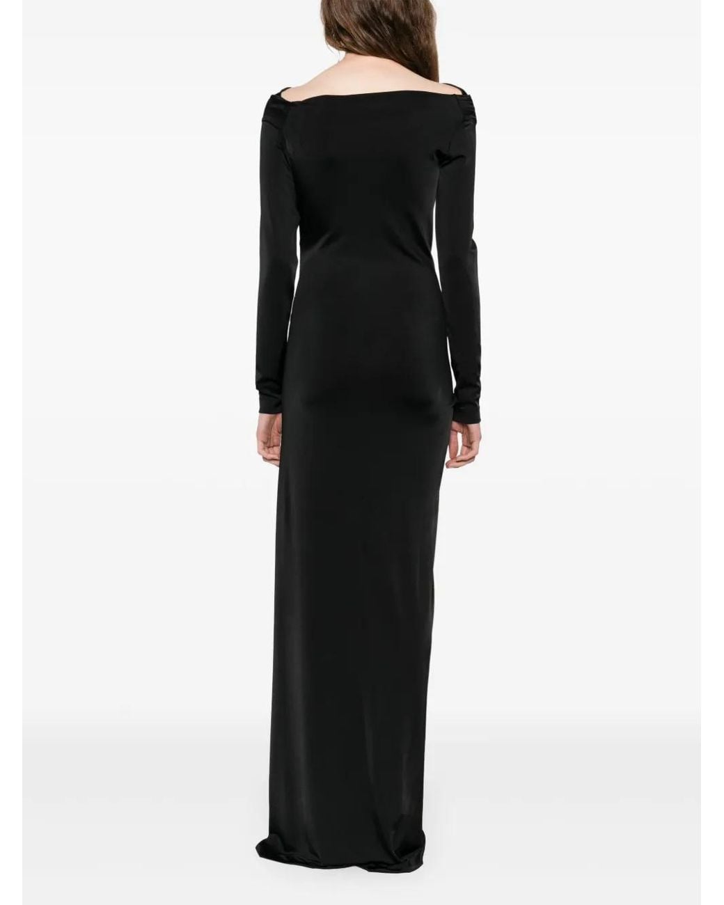 Victoria Beckham Black Floor-Length Dress With Off-The-Shoulder Neckline