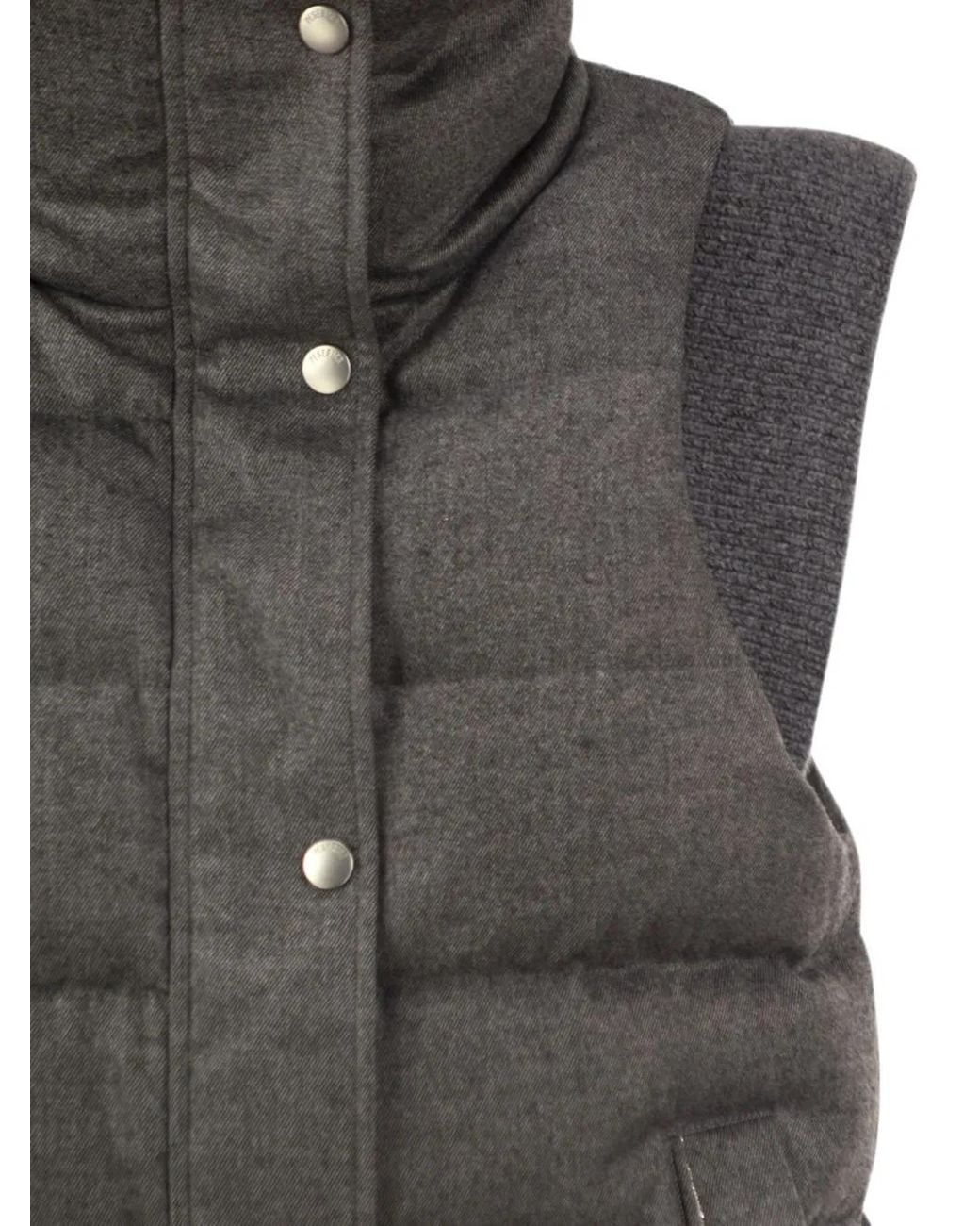 Peserico Gray Padded High-Neck Gilet