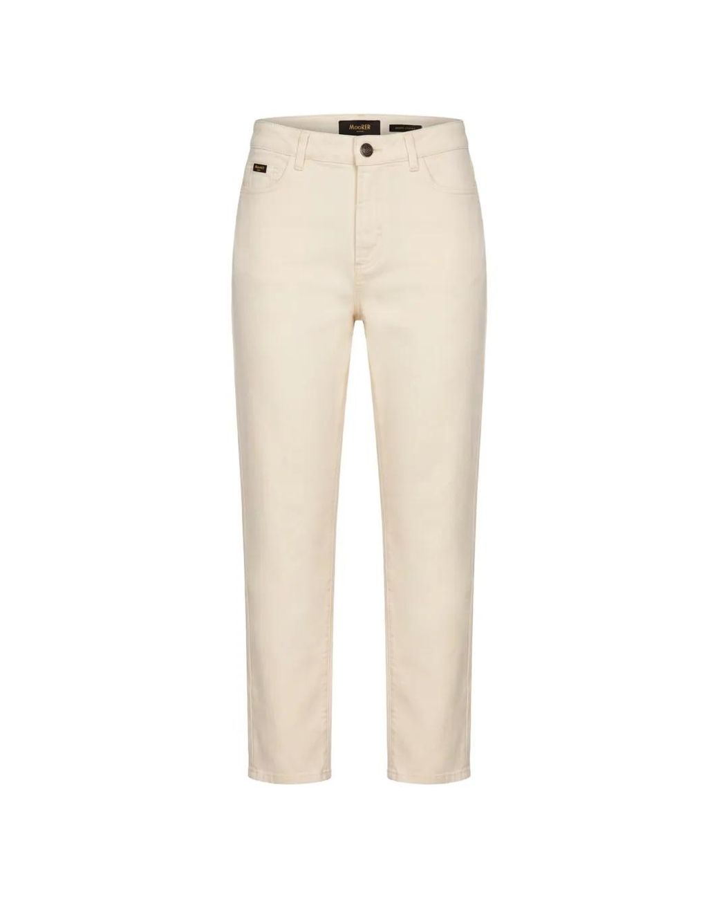 Moorer Natural Sansa Logo-Patch Straight-Leg Jeans