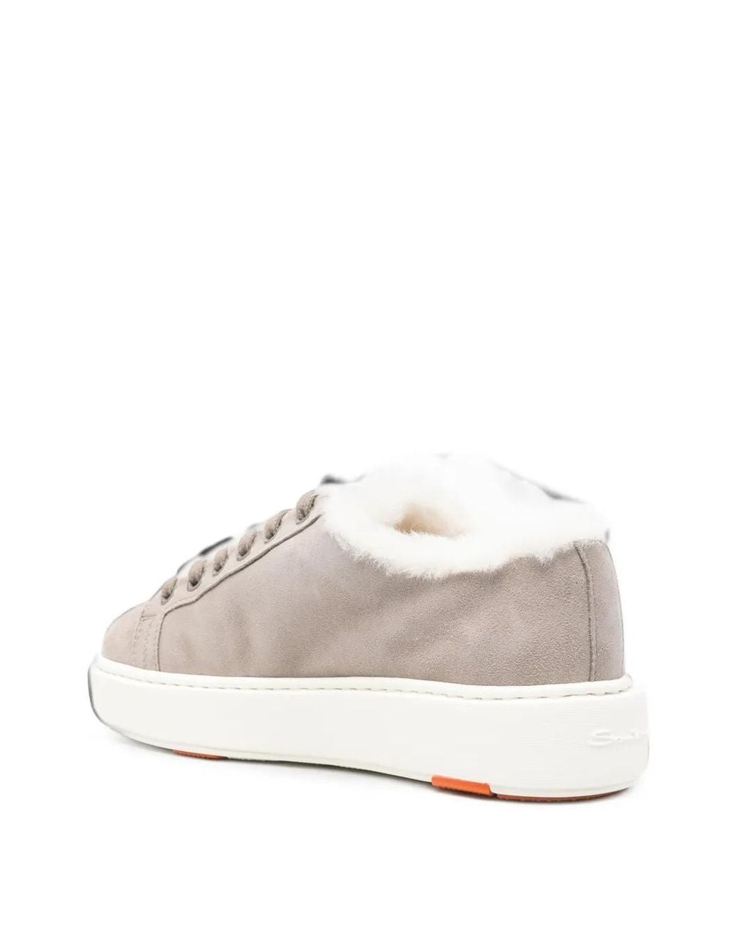 Santoni White Round Toe Sneakers