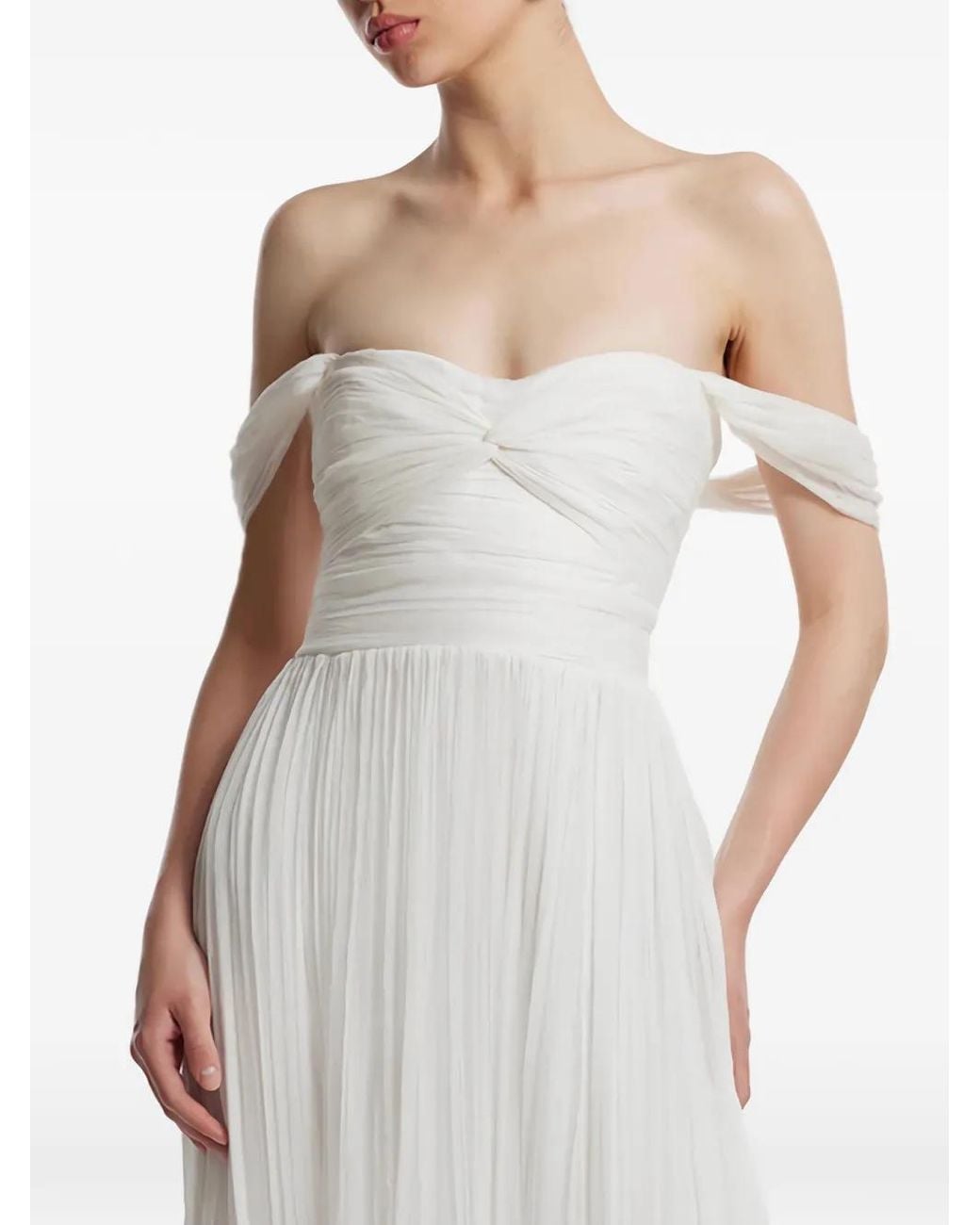 Framboise White Robe-Bustier Longue En Soie Roselyn