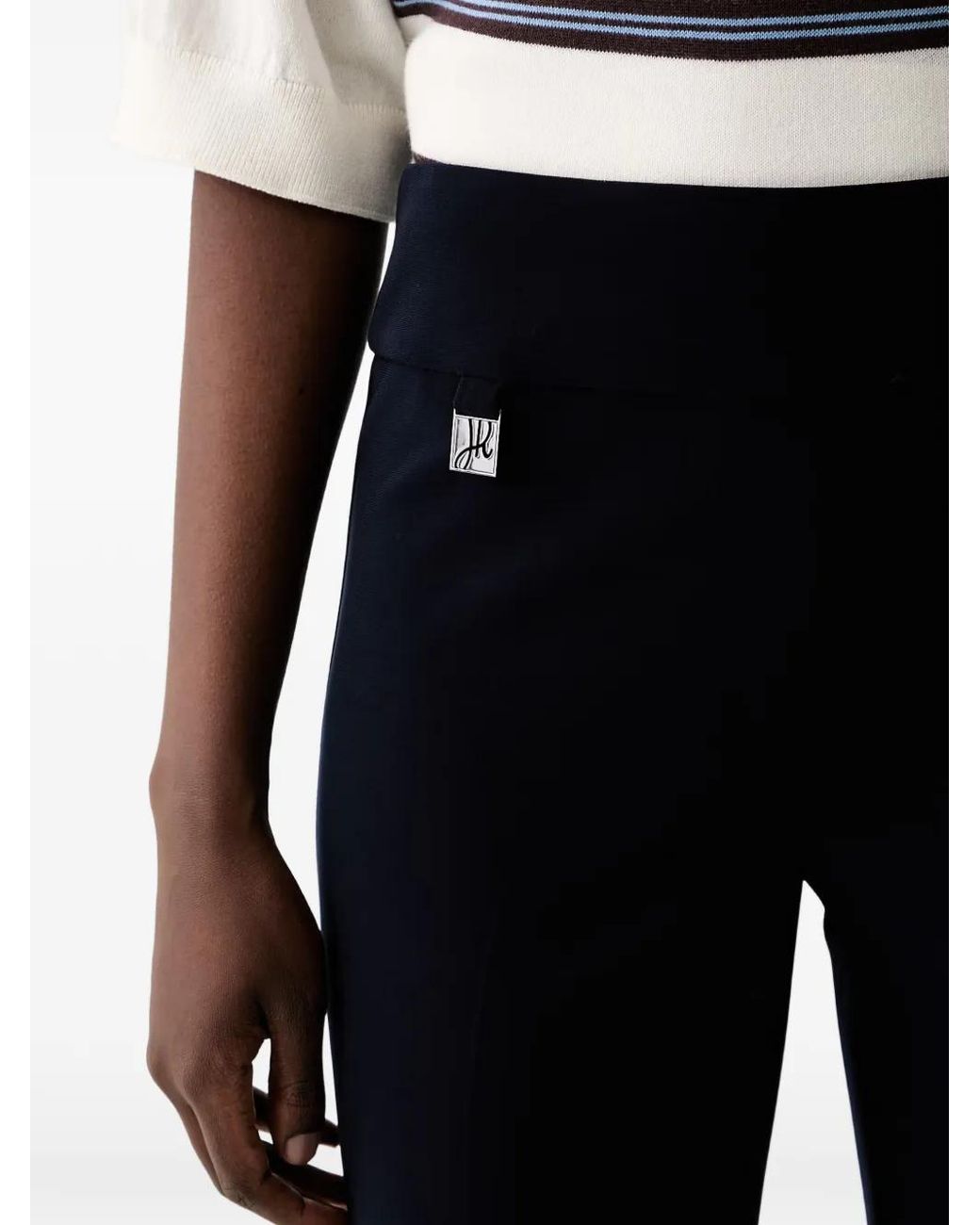 Joseph Ribkoff Black Logo-Plaque Slim-Fit Trousers