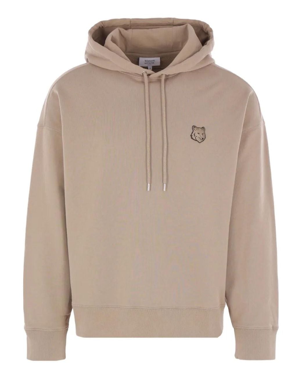 Maison Kitsuné Natural Fox-Motif Long-Sleeve Hoodie for men