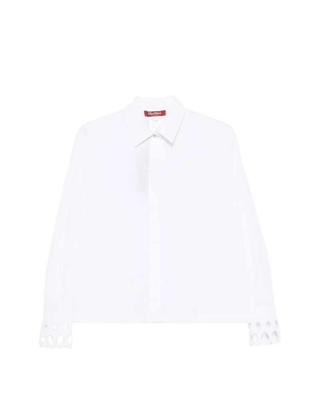 Max Mara White Mststaffa Laser-Cut Buttoned Shirt