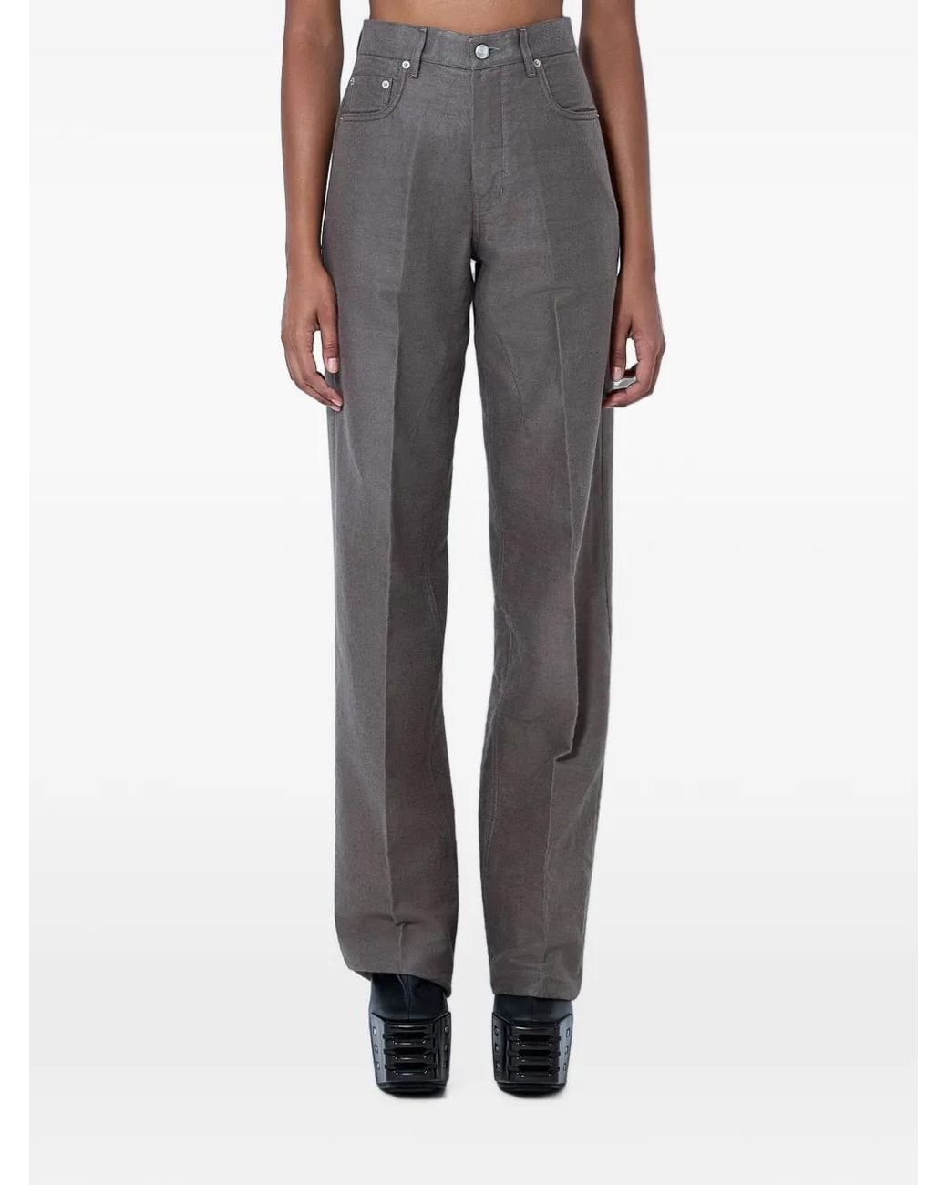 Rick Owens Gray Straight-Leg Five-Pocket Trousers