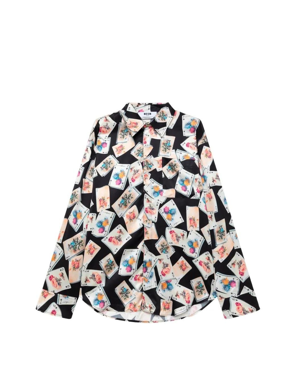 MSGM White Playing-Card-Print Button-Down Shirt for men