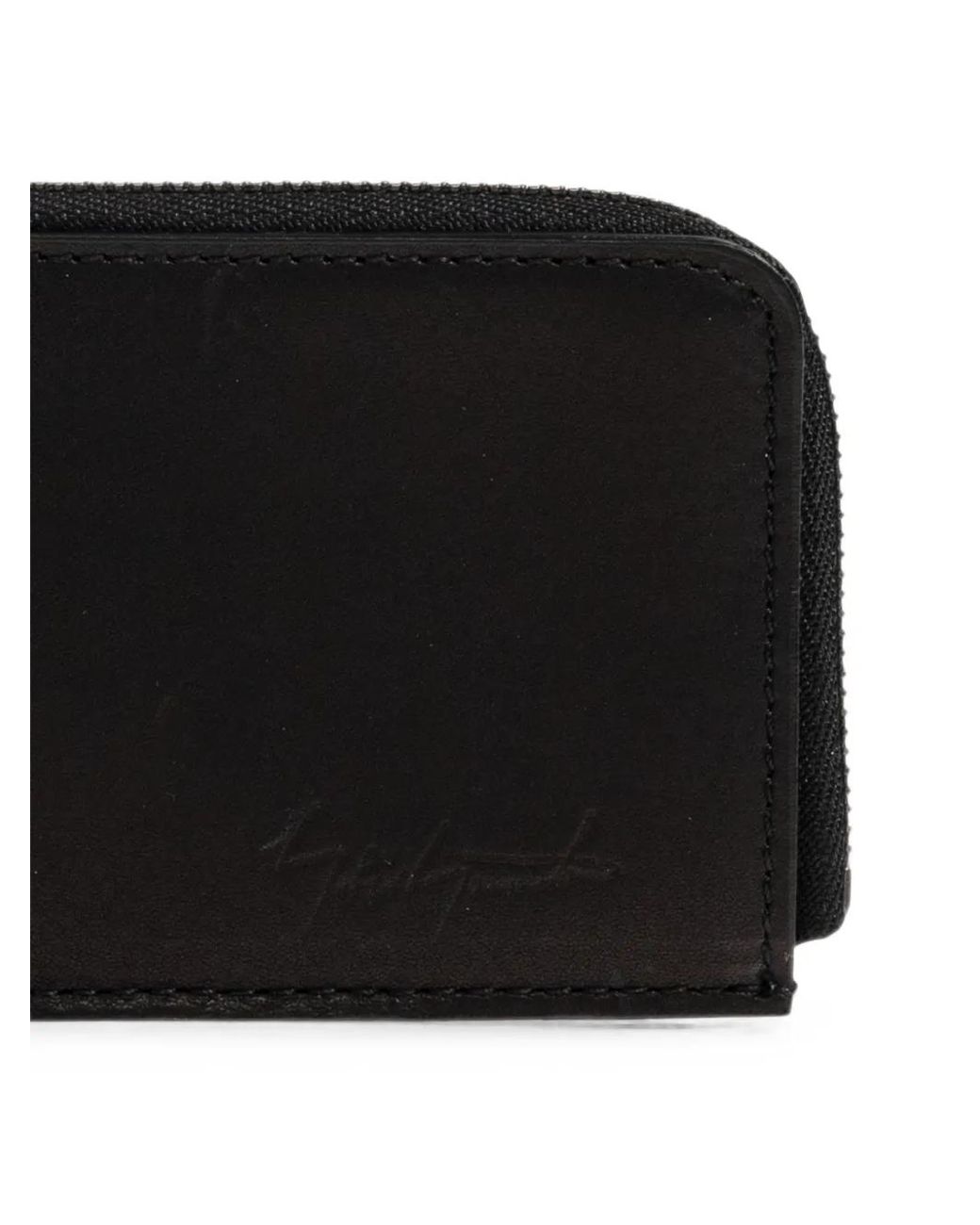 Discord Yohji Yamamoto Black Logo-Detail Leather Card Holder for men