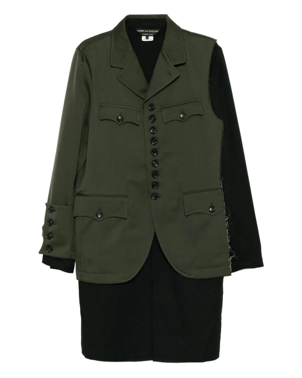 Comme des Garçons Green Button-Up Layered Coat for men