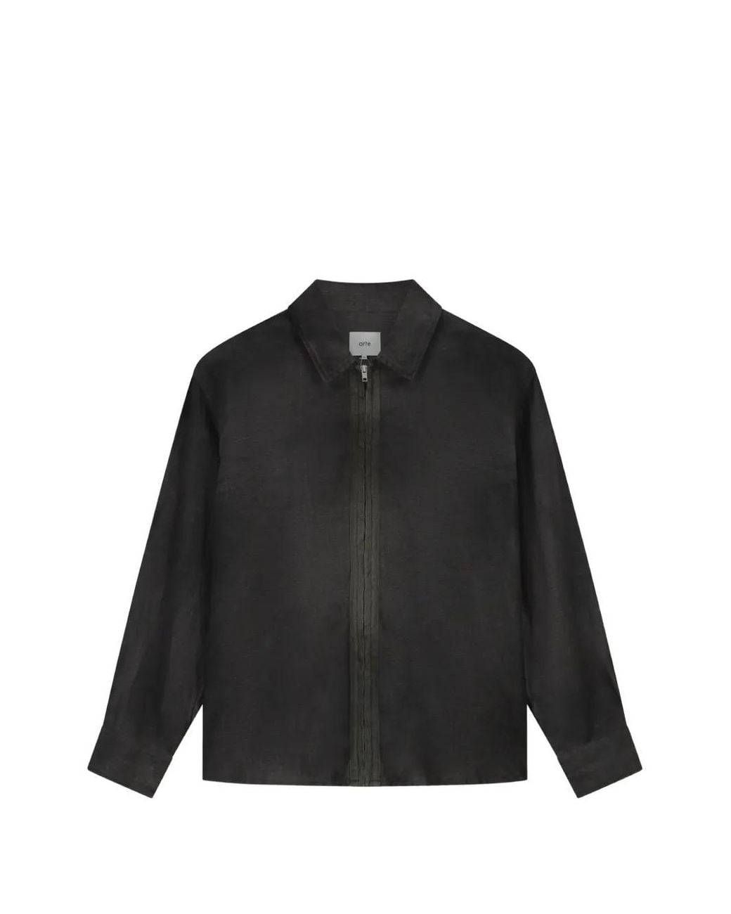 Arte' Black Zip-Up Long-Sleeve Shirt Jacket for men
