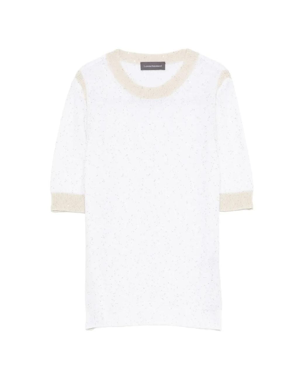 Lorena Antoniazzi White Sequin-Embellished Crew-Neck Sweater