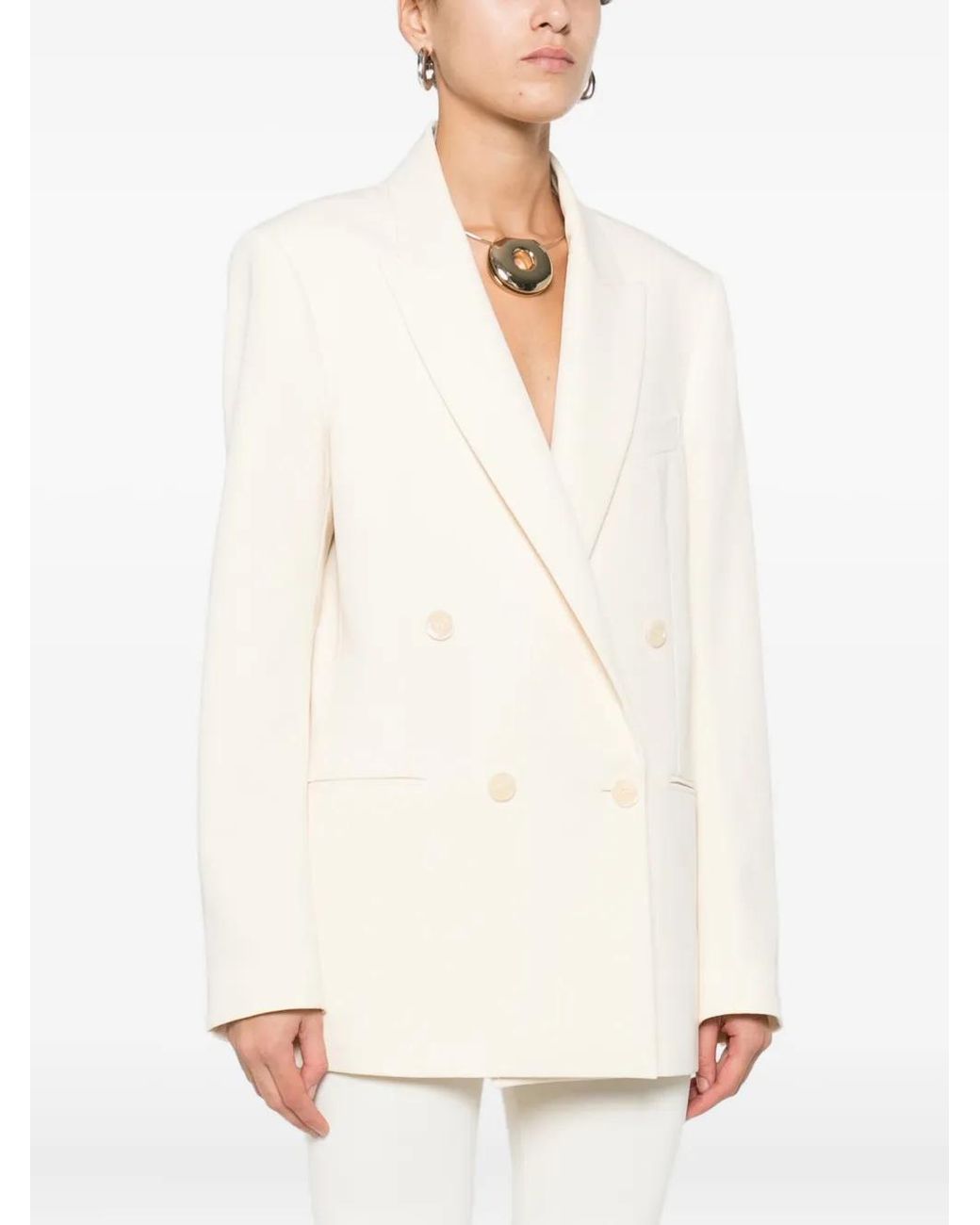 Patrizia Pepe White Double-Breasted Jacket