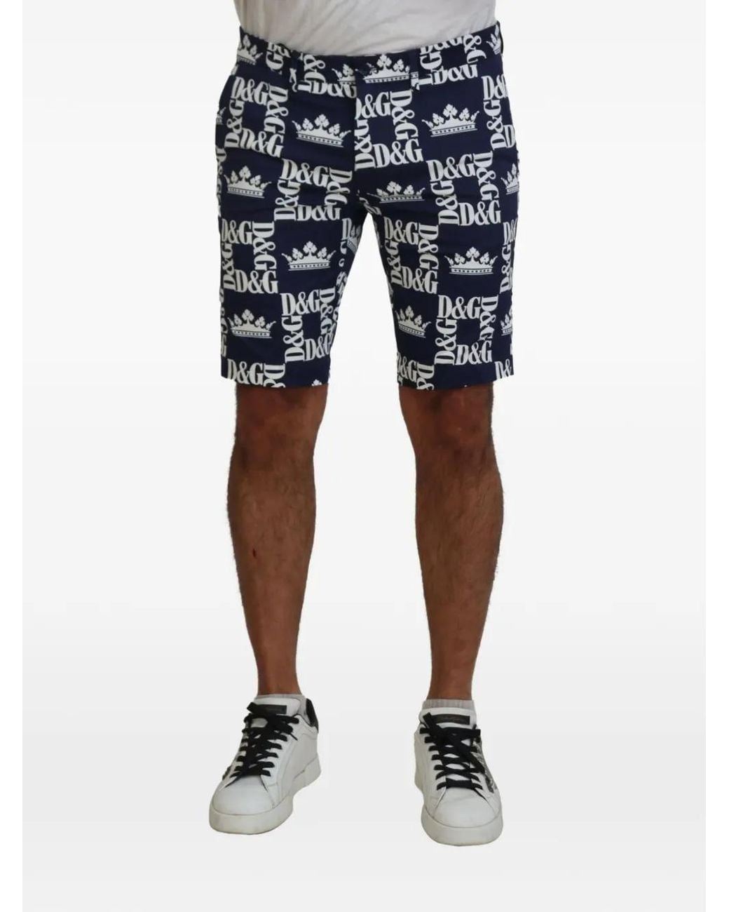 Dolce & Gabbana Blue Crown-Print Shorts for men