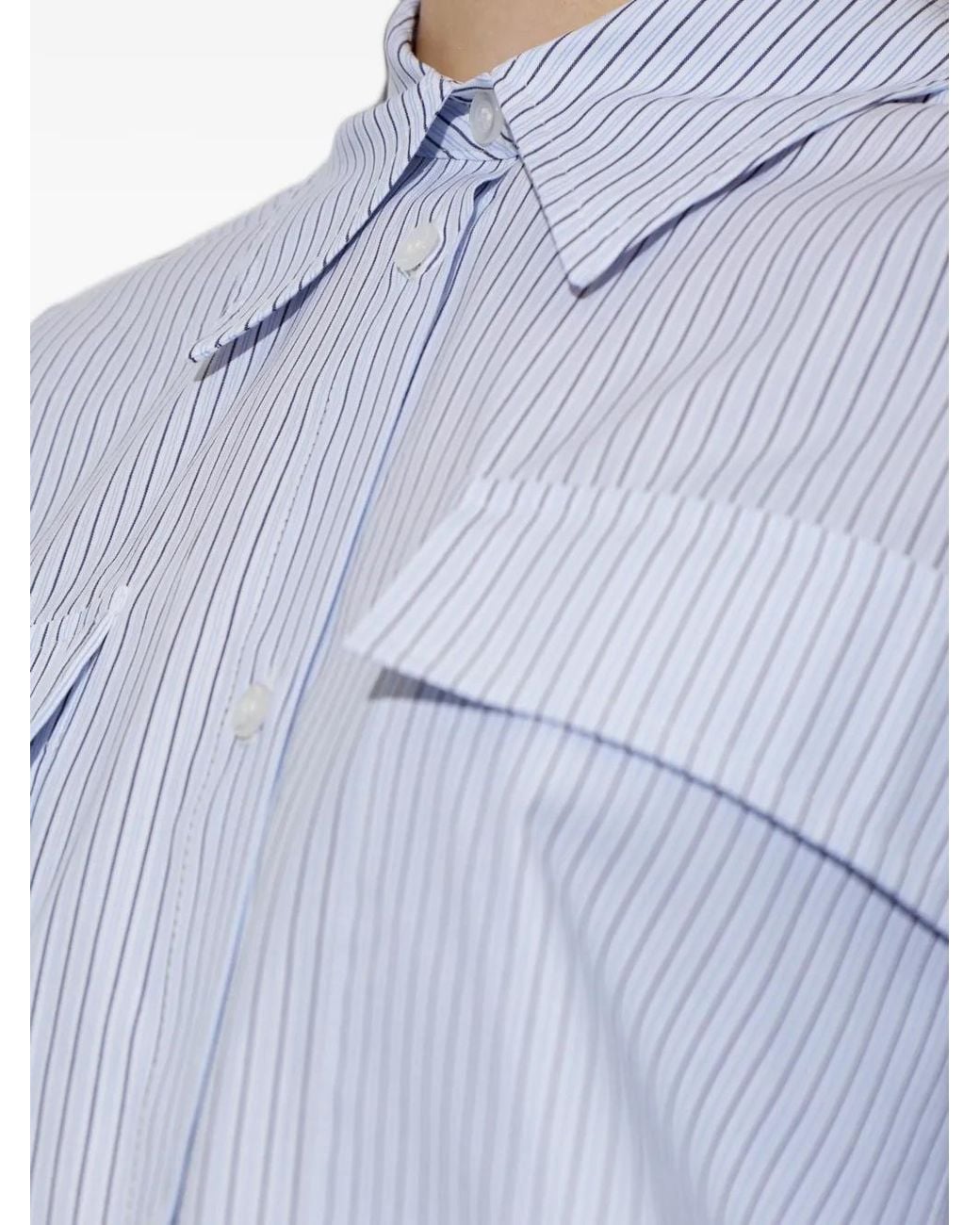 Akep Blue Striped Flap-Pockets Shirt