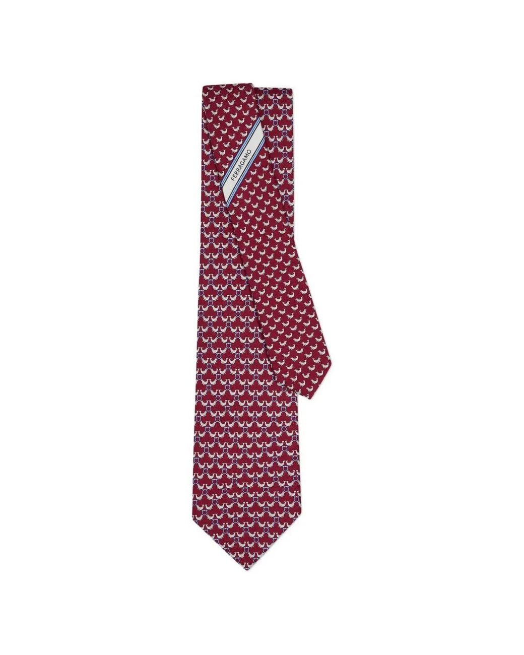 Ferragamo Purple Circus Print Silk Tie for men