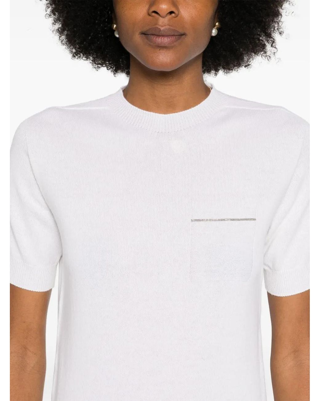 Peserico White Bead-Embellished Knitted Top