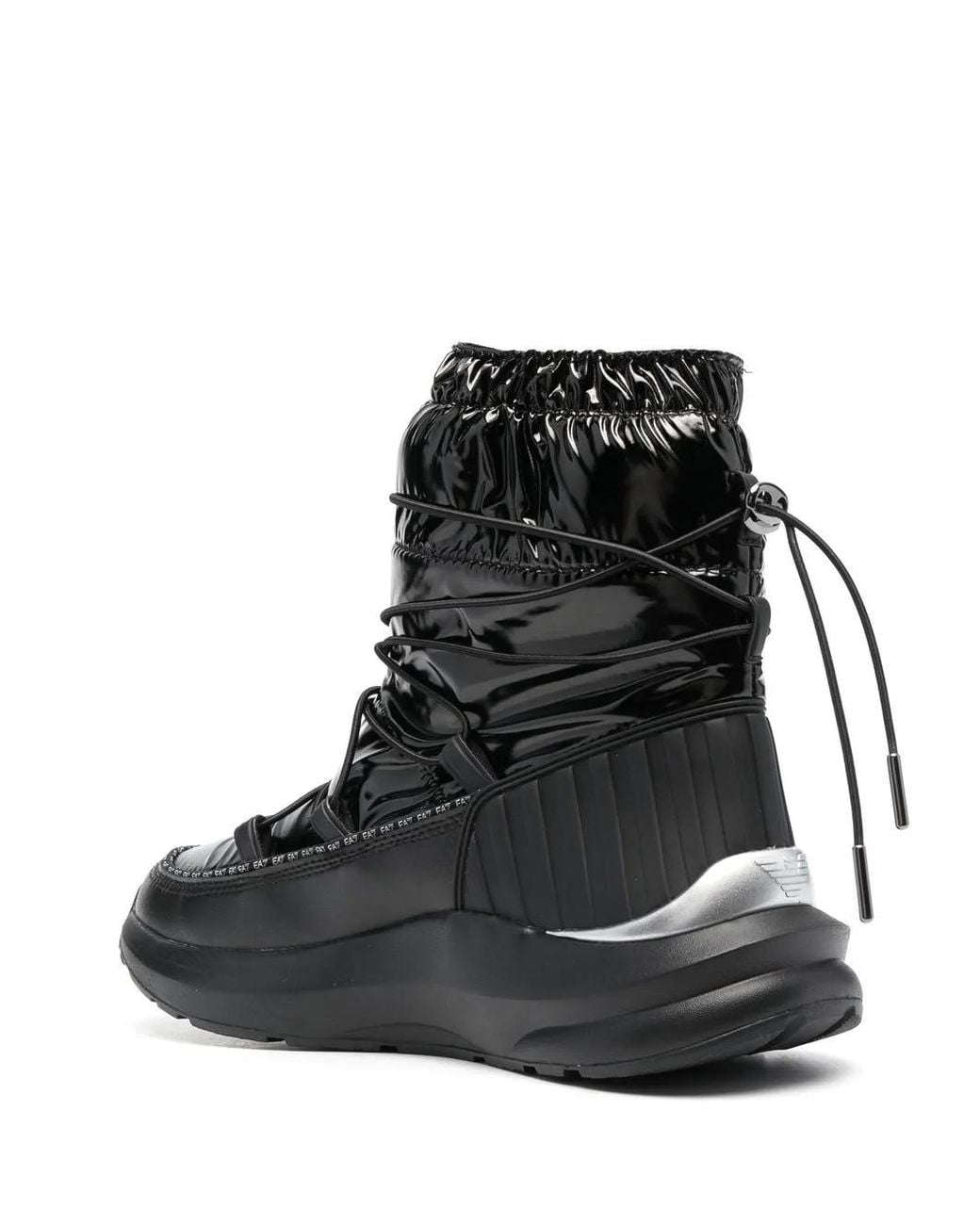 EA7 Black Logo-Print Quilted Snow Boots