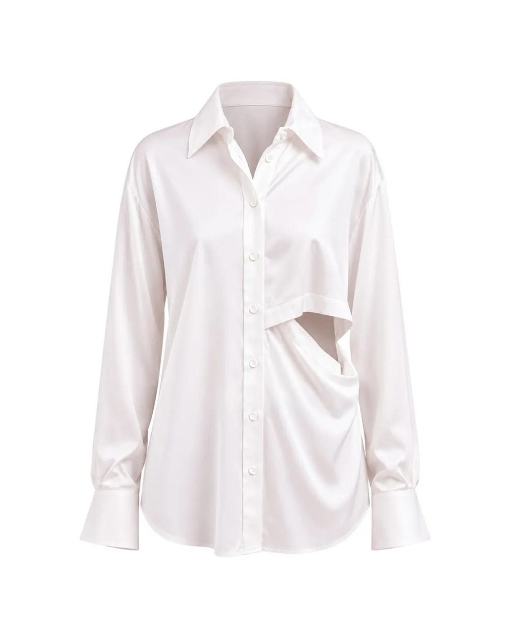 Andrea Ya'aqov White Cut-Out Draped Shirt