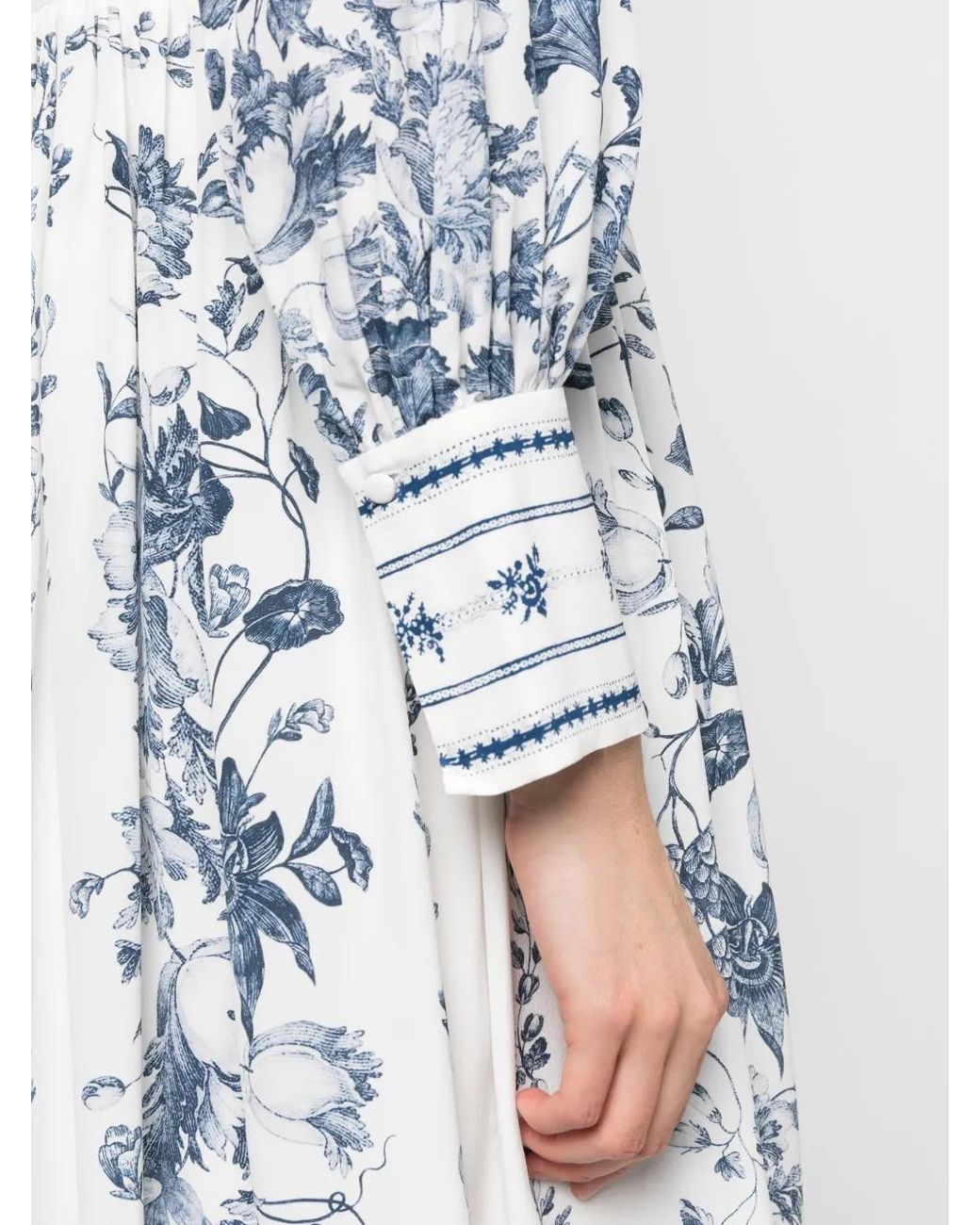 Erdem White Ruffled Silk Midi Dress