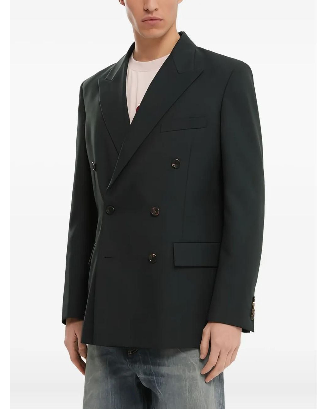1989 STUDIO Black Double-Breasted Blazer for men