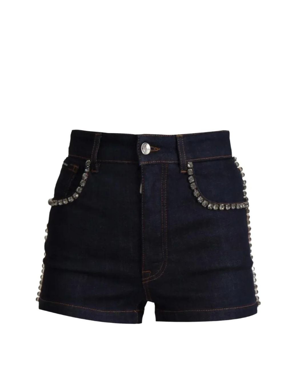 Dolce & Gabbana Blue Crystal-Embellished Denim Shorts