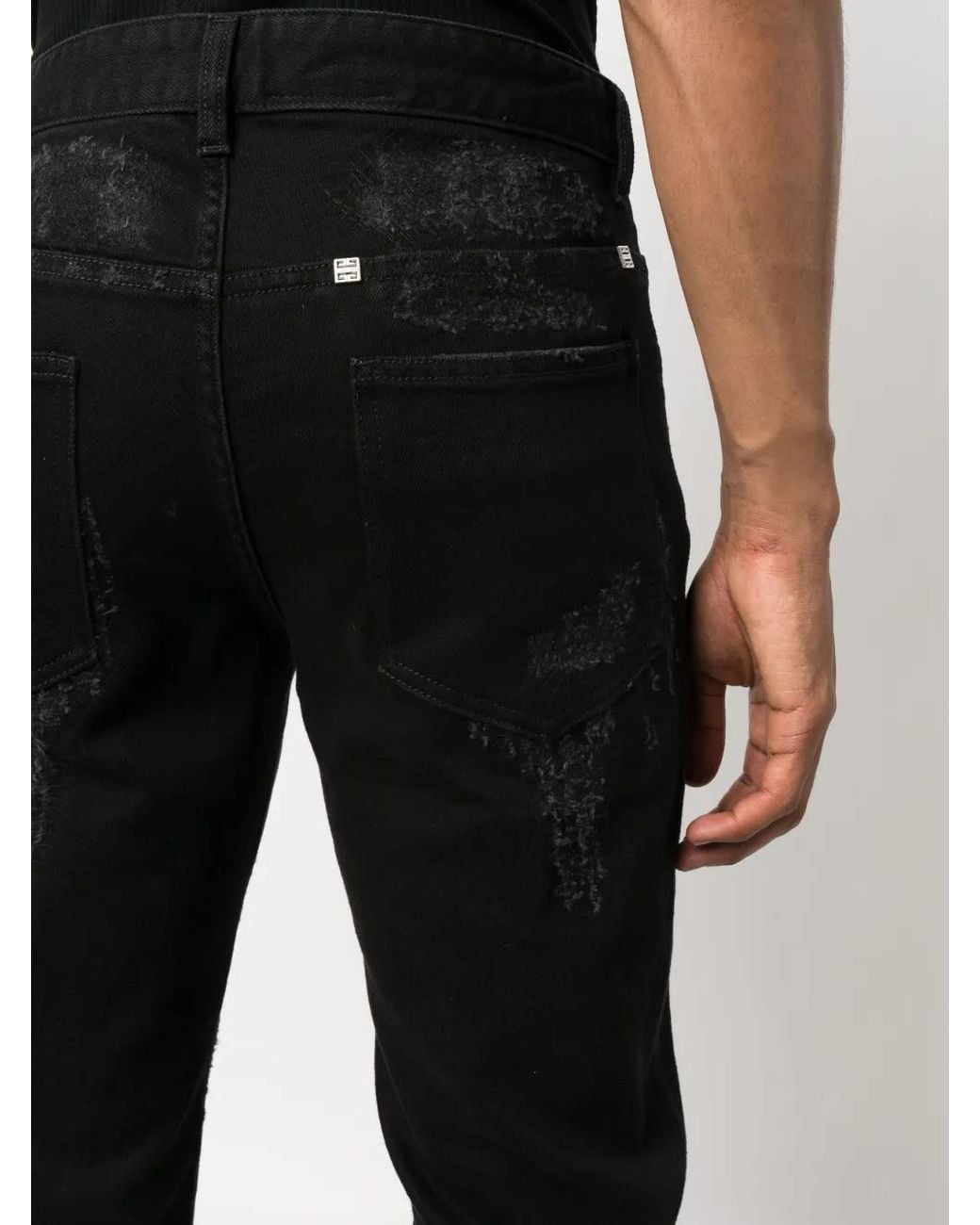 Givenchy Black Distressed-Effect Straight-Leg Jeans for men