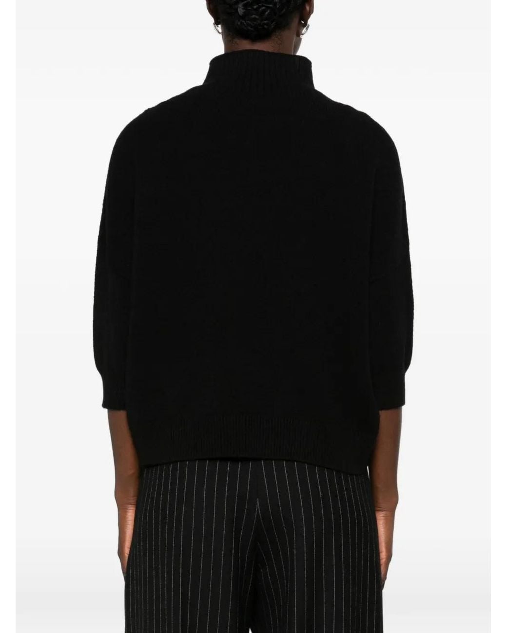 Imperial Black High-Neck Short-Sleeve Sweater