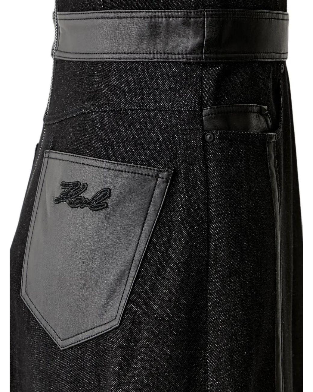 Karl Lagerfeld Black Panelled Midi Dress