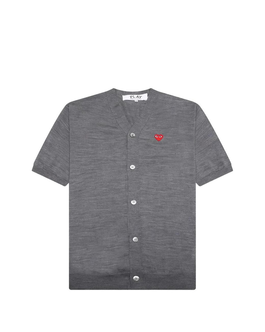 Comme des Garçons Gray Heart-Patch Short-Sleeve Cardigan