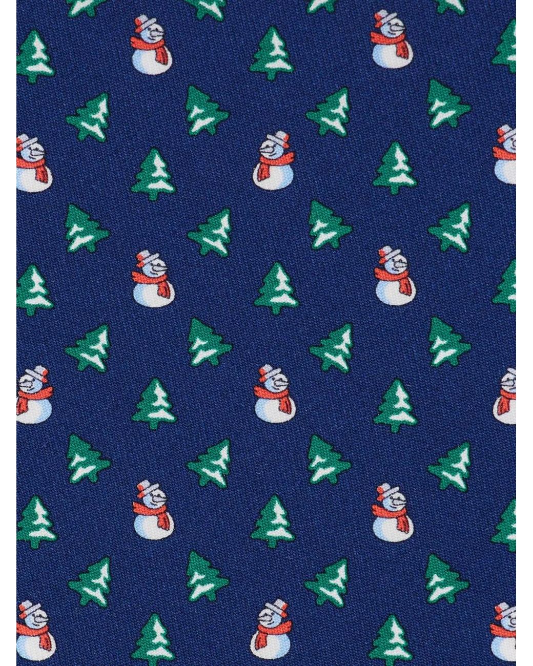 Ferragamo Blue Christmas Print Silk Tie for men