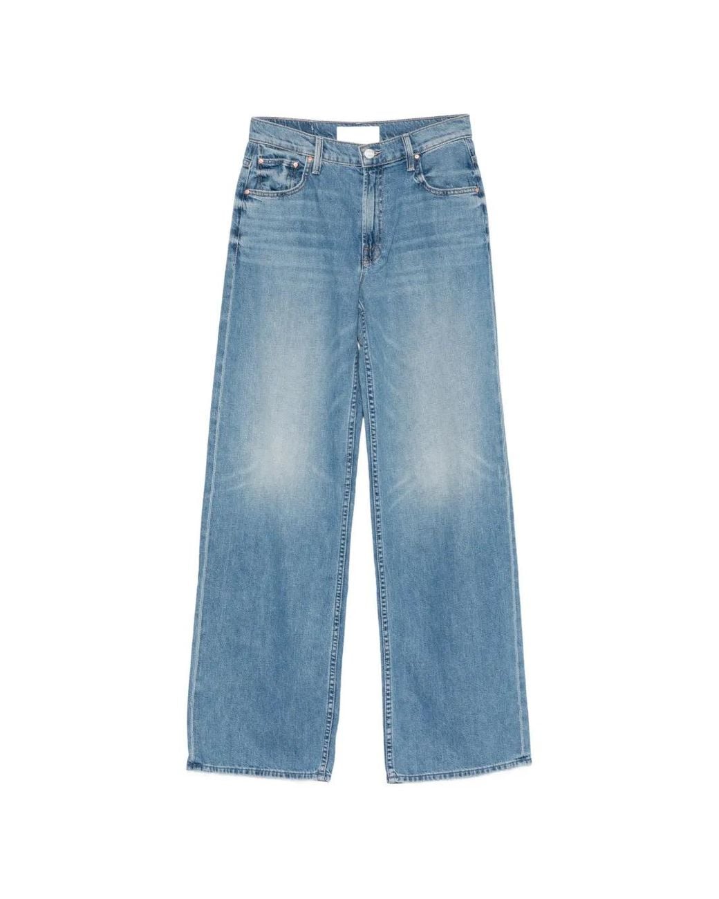 Mother Blue Spinner Zip Sneak Wide-Leg Denim Jeans