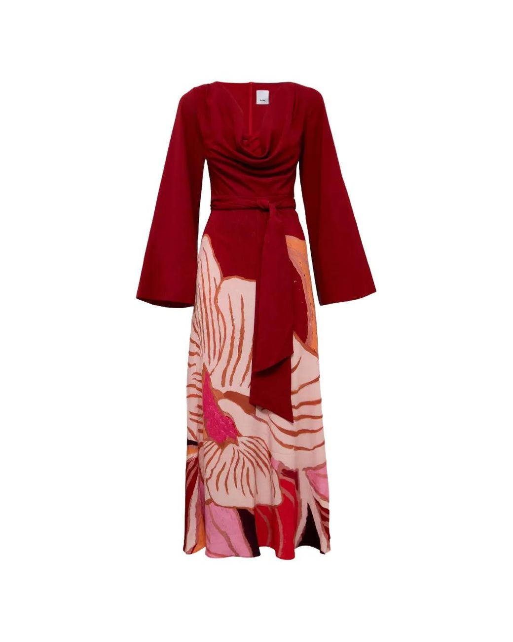 Acler Red Lindon Cowl-Neck Midi Dress