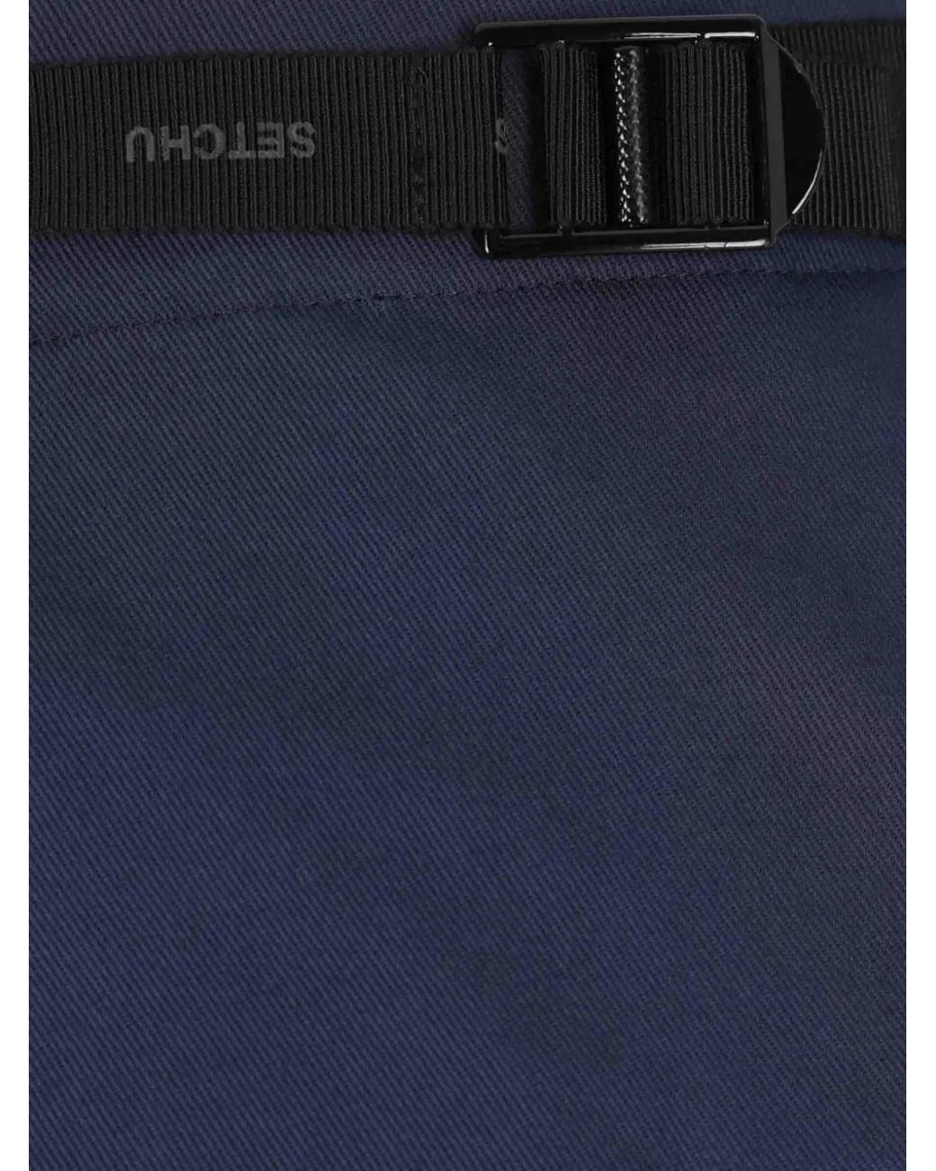 Setchu Blue Pantalon Cargo À Taille Ceinturée for men